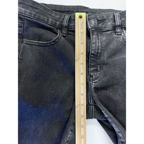 American Eagle Black Distressed Next Level Stretch Jegging Skinny Jeans Size 8R - Picture 10 of 11